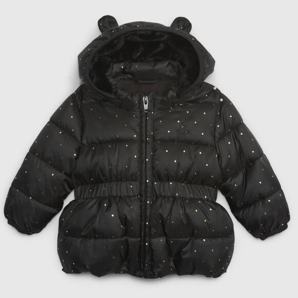NWOT Baby GAP Metallic Dot Puffer Jacket Size 0-6M - Picture 1 of 3